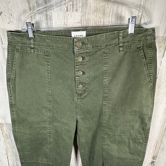 FRAME Wide Leg Button Fly Jeans – Olive Green – Size 34 – Pockets – MSRP $258 - Picture 4 of 7